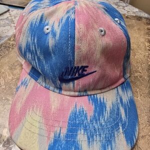 Nike Infant Printed Curved Brim Cap in a Tie-dye Pattern of Pink n Blue